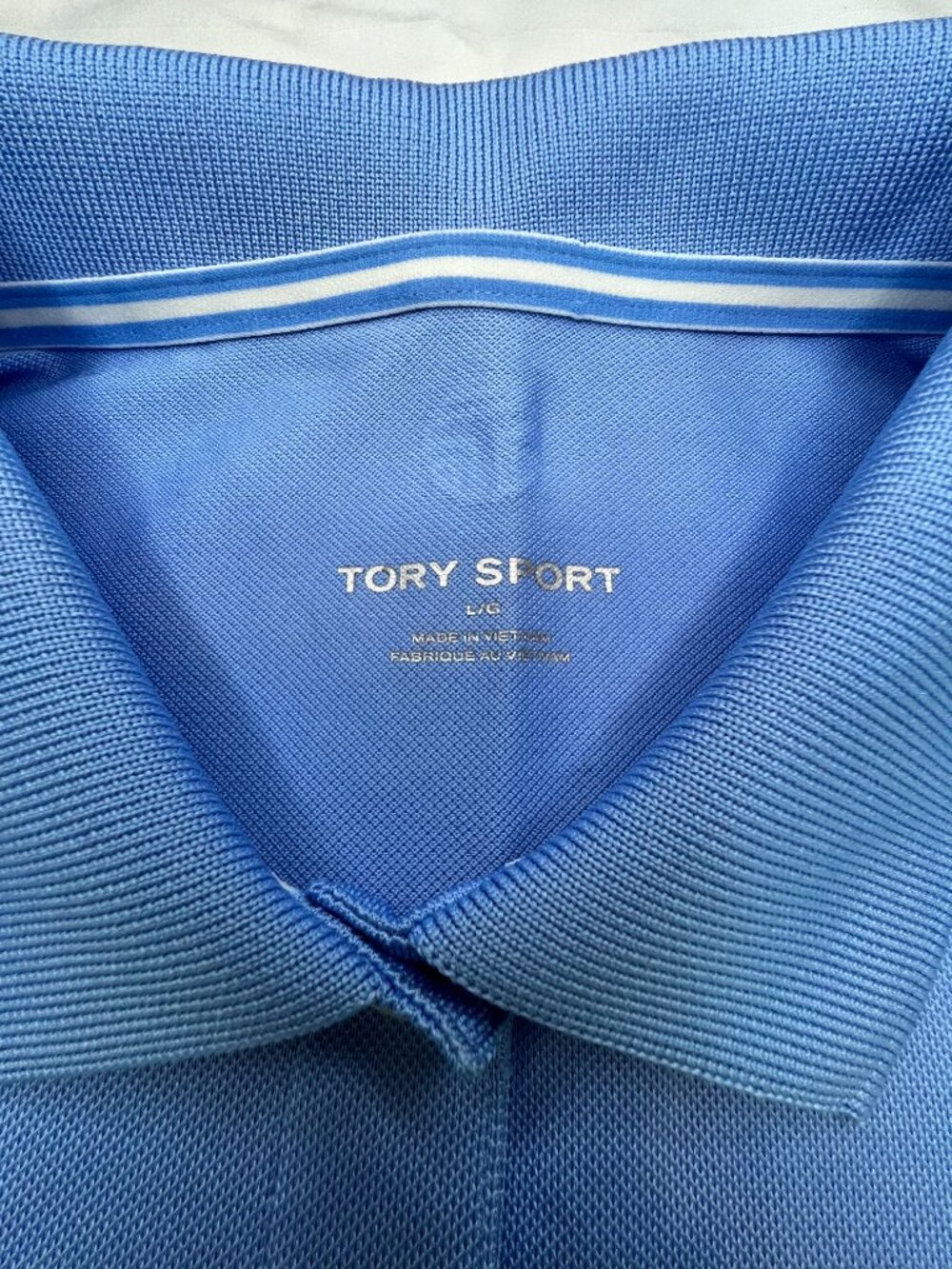 Tory Sport Blue Performance Sleeveless Collared Polo Size Large Nautical Preppy - Picture 6 of 15